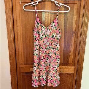 Rue21 Pink Green Floral Babydoll Dress Plus Size 2X NWT Smocked Tiered